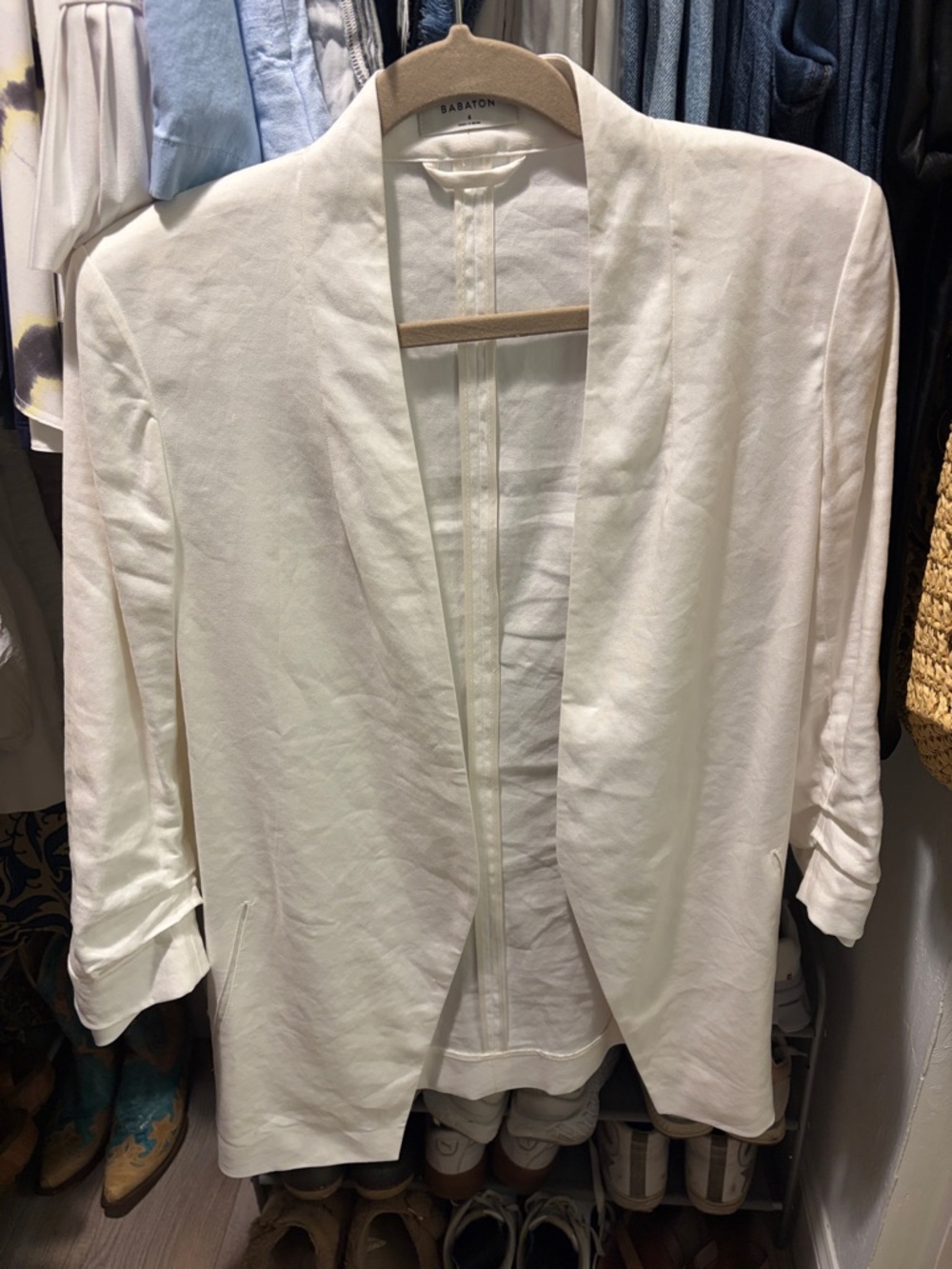 Babaton White Open-Front Blazer